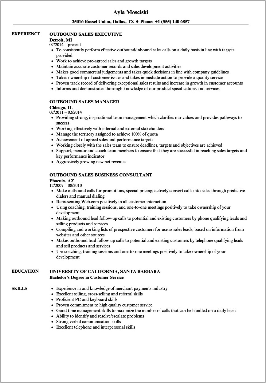 Resume Objective For Telemarketing Job