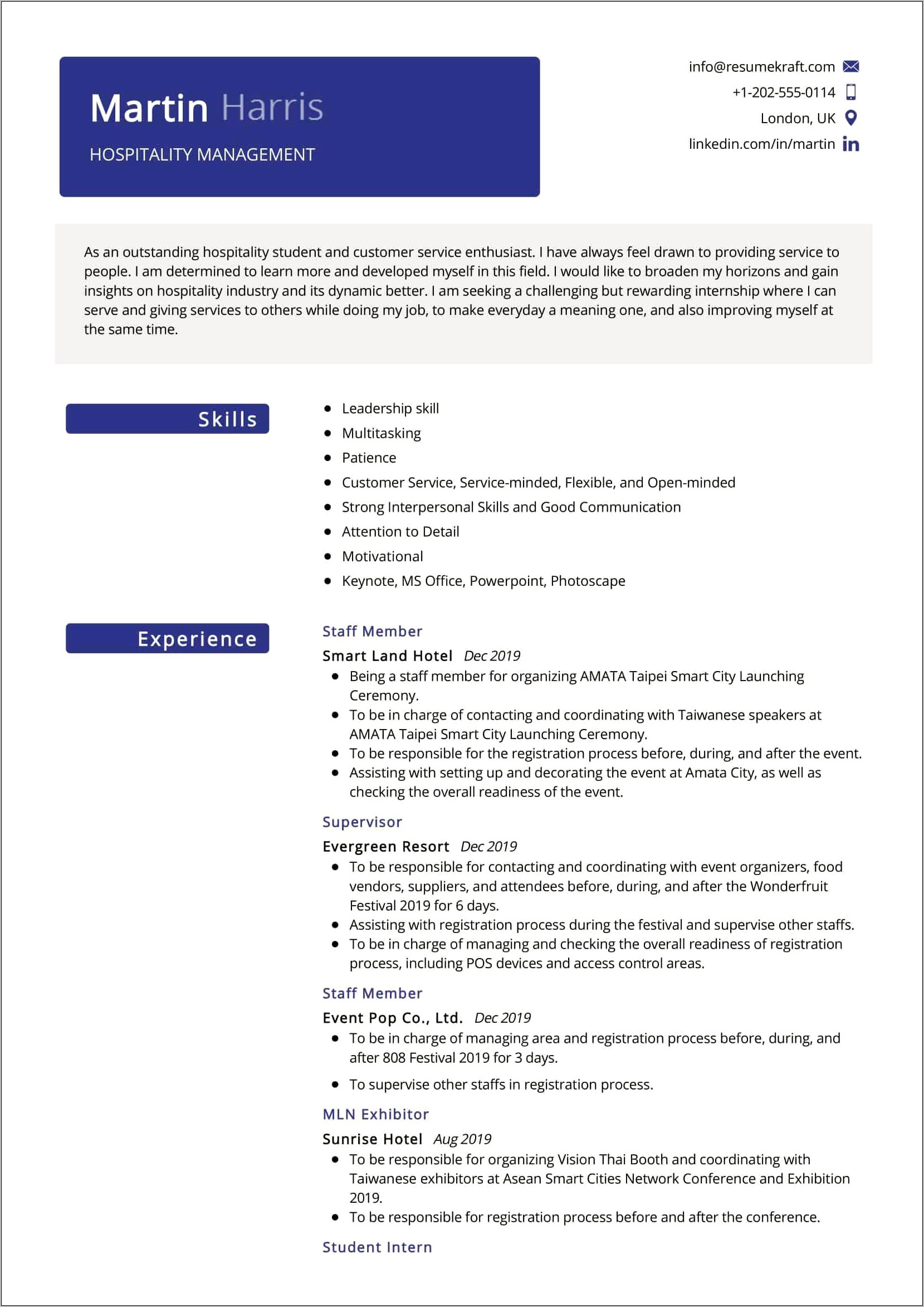 Resume Objective Of An Undergraduate It Intern