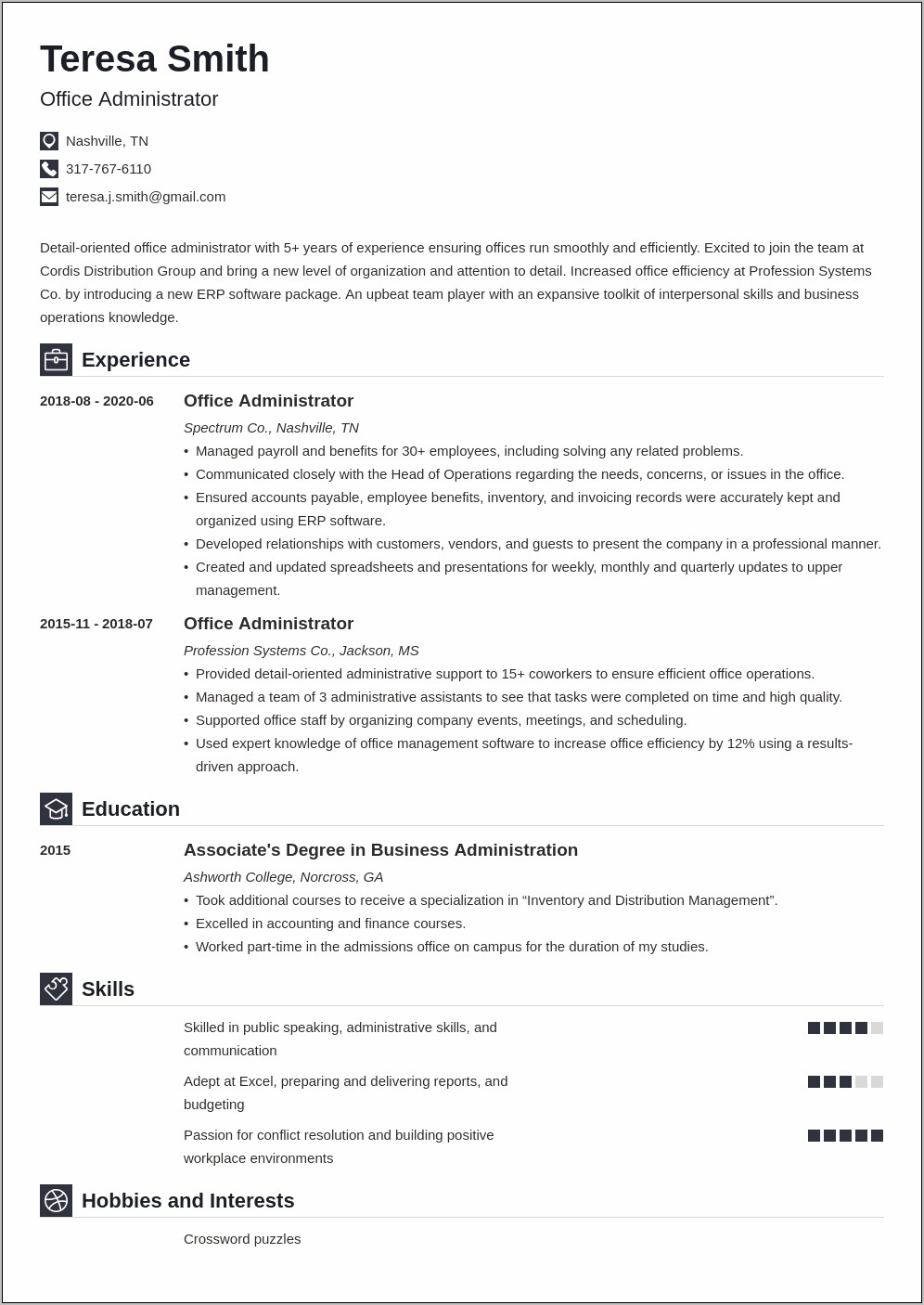 Resume Profile Summary For Office Coordinator