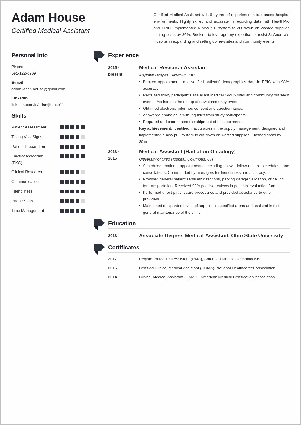 Resume Sample Based On Concentra Medical Asssistant