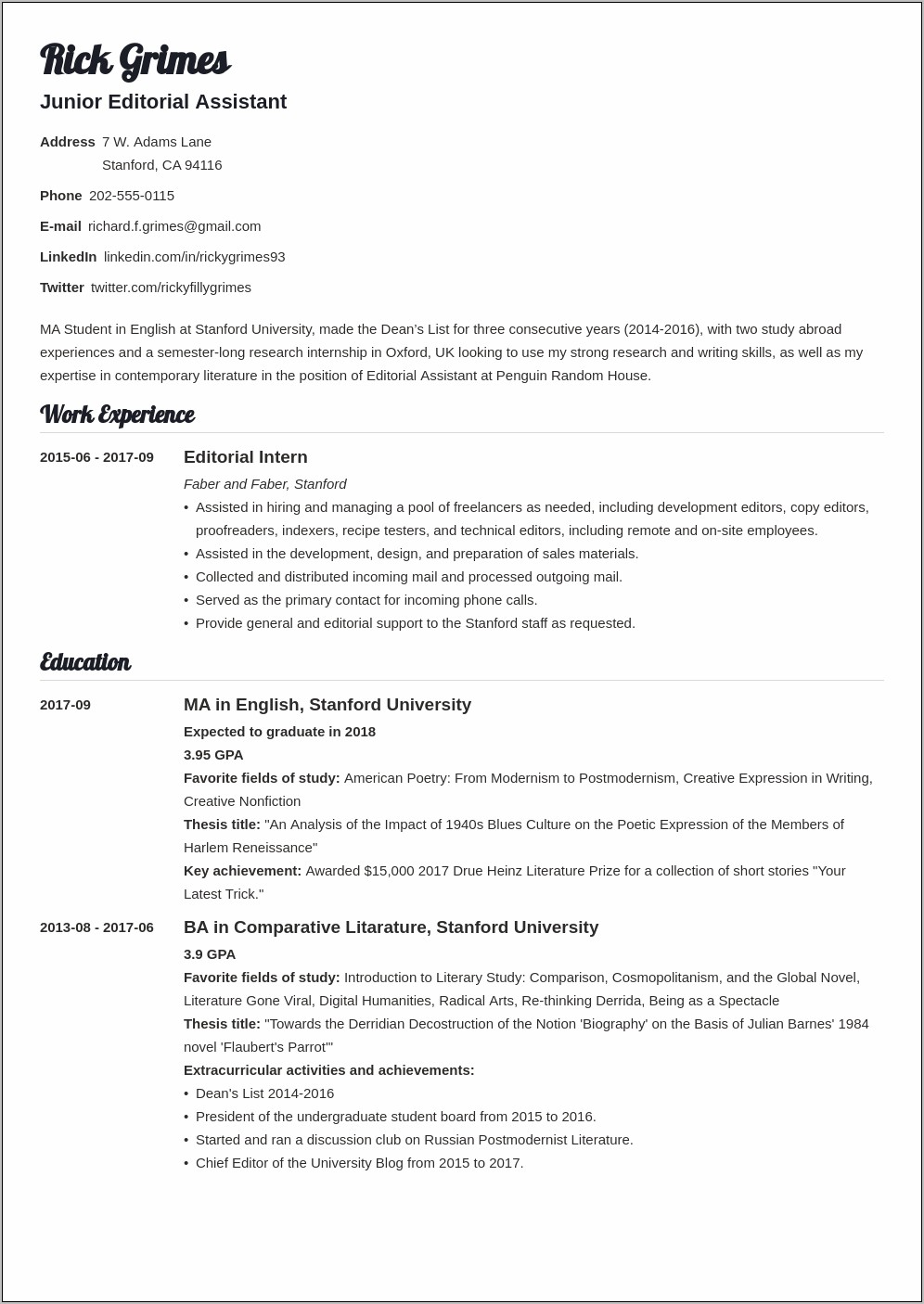 Resume Samples Basic Resume Examples