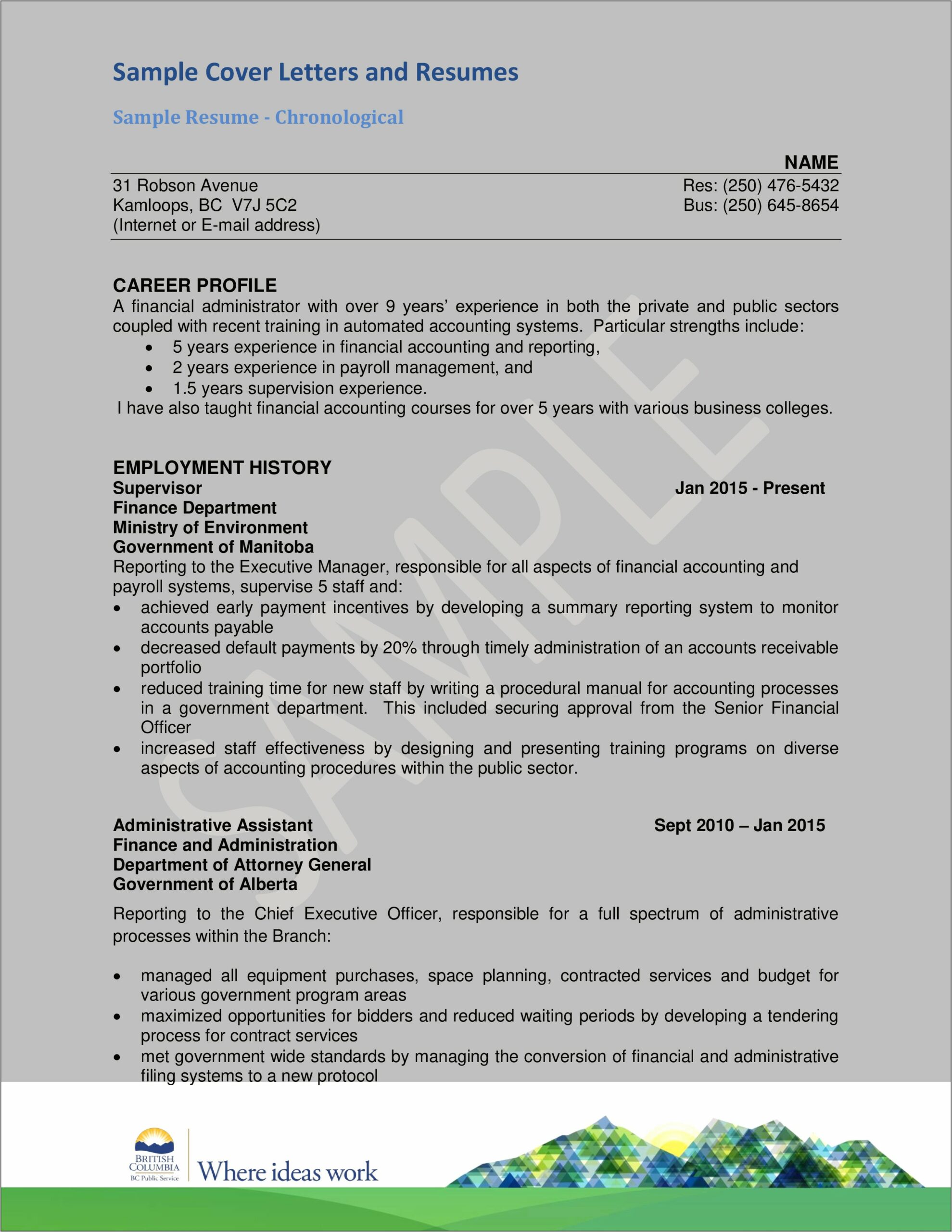 Sample Resume Cover Letter Template