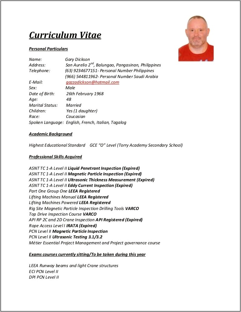 Sample Resume Oilfield Entry Level