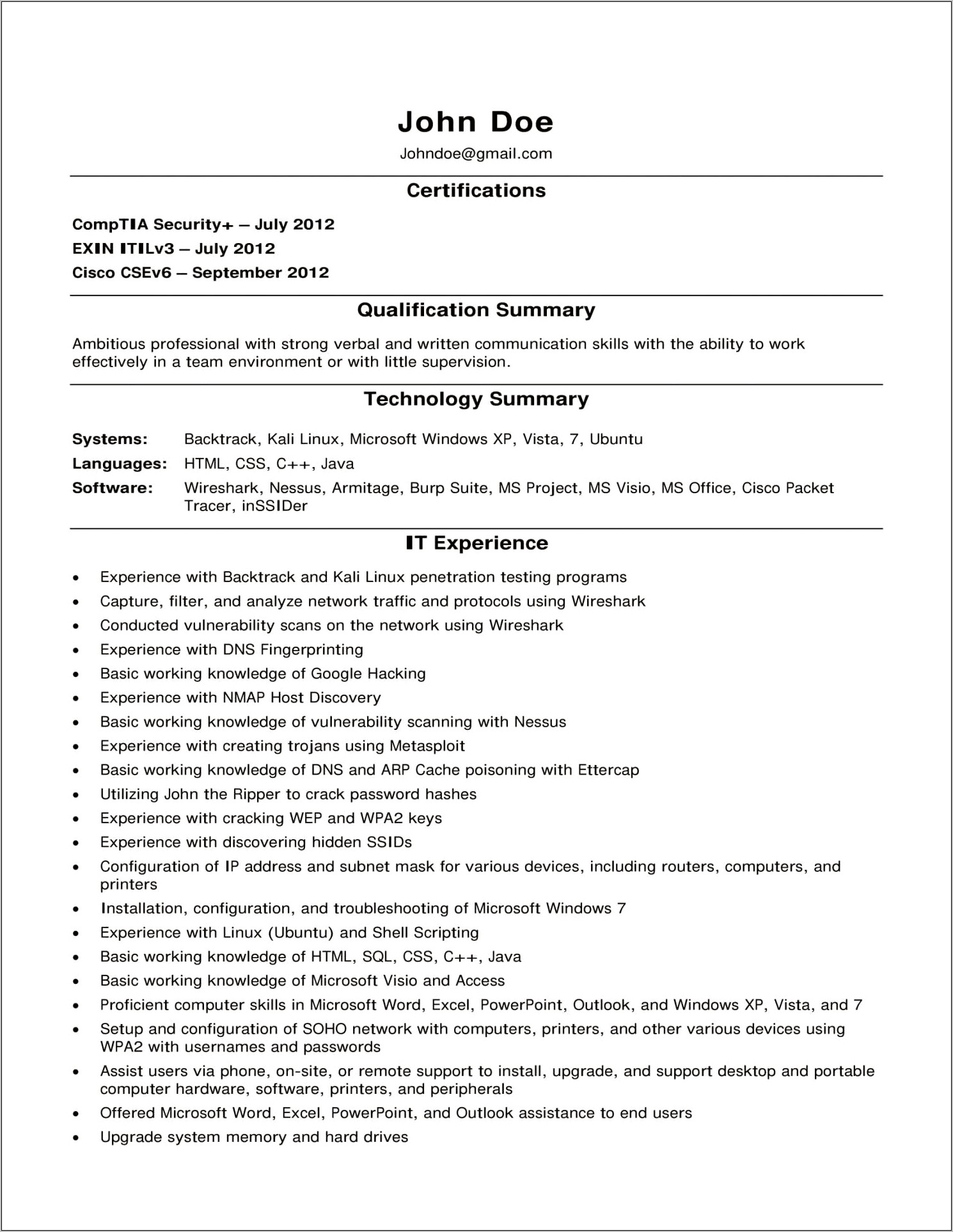 Sample Resume With Ccna Logo - Resume Example Gallery