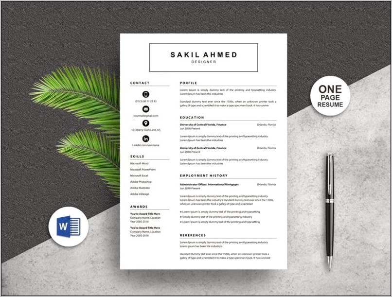 Simple One Page Resume Sample