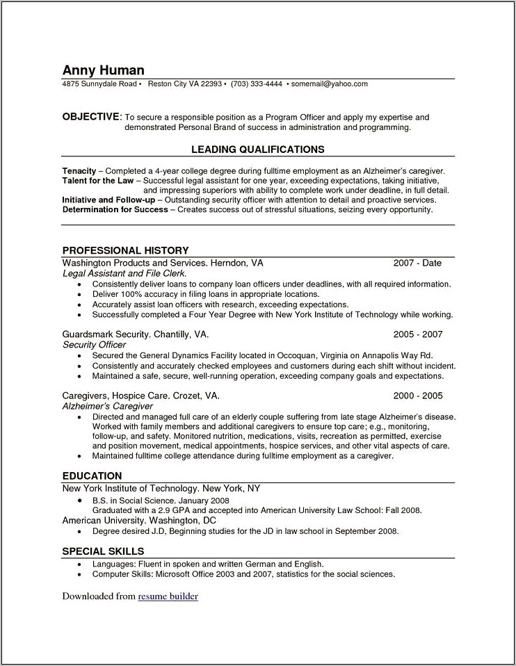 Succesful Medical School Resume Example