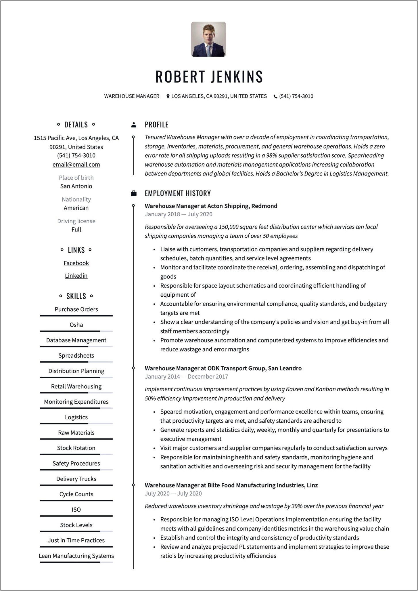 Warehouse Incharge Resume Sample Word