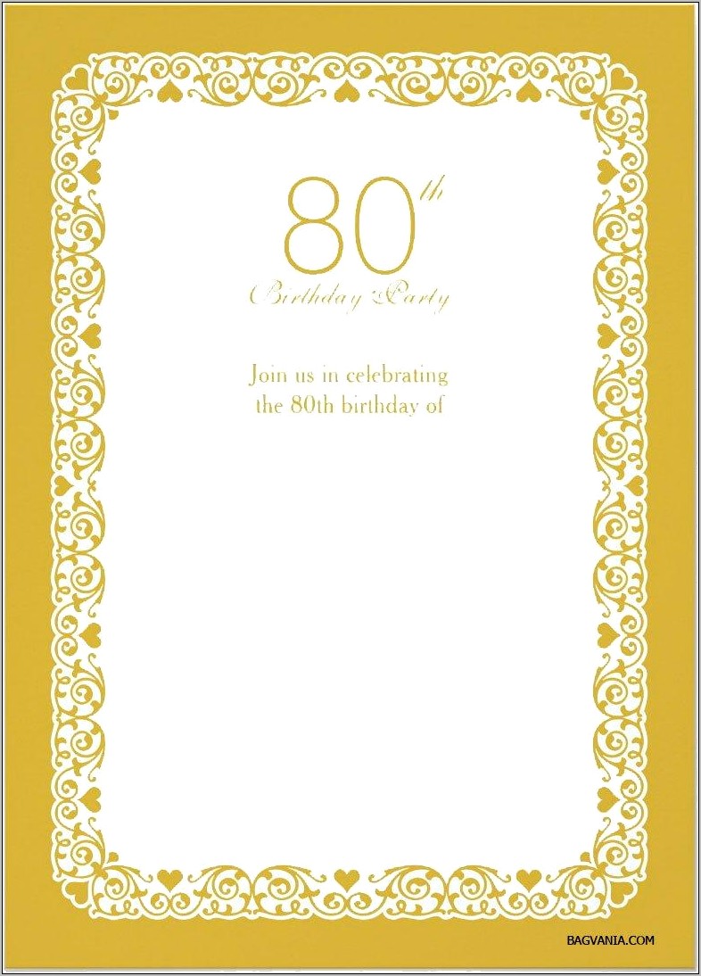 80th Birthday Party Invitation Templates Free - Resume Example Gallery
