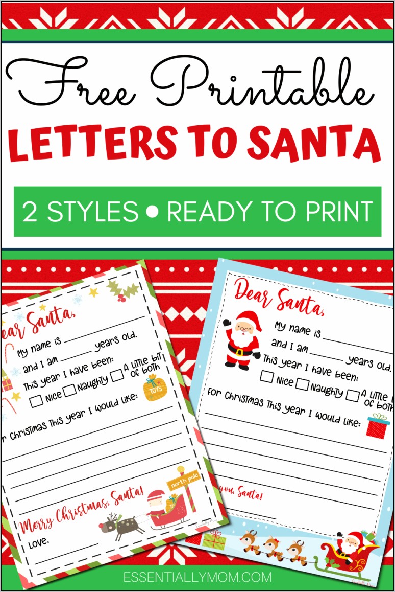 A Letter From Santa Free Template - Resume Example Gallery