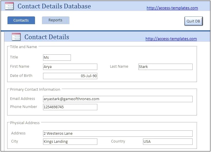 Access 2003 Contact Database Template Free