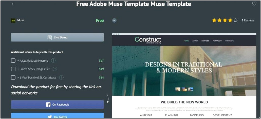 Adobe Muse One Page Templates Free