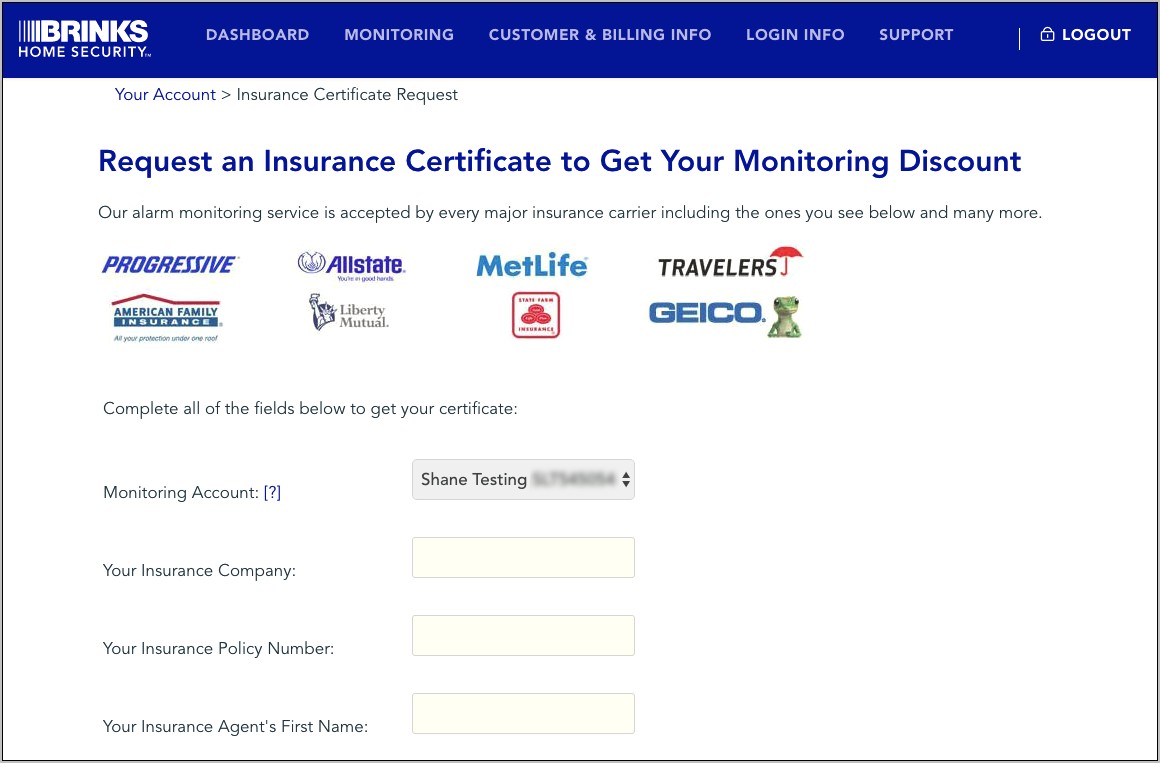 Alarm Certificate For Insurance Template Free