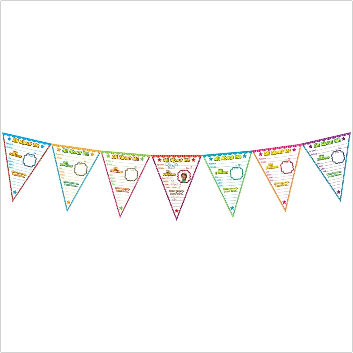 All About Me Pennant Template Free