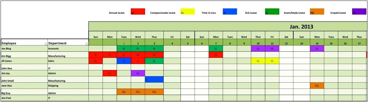 Annual Leave Schedule Template Free Download