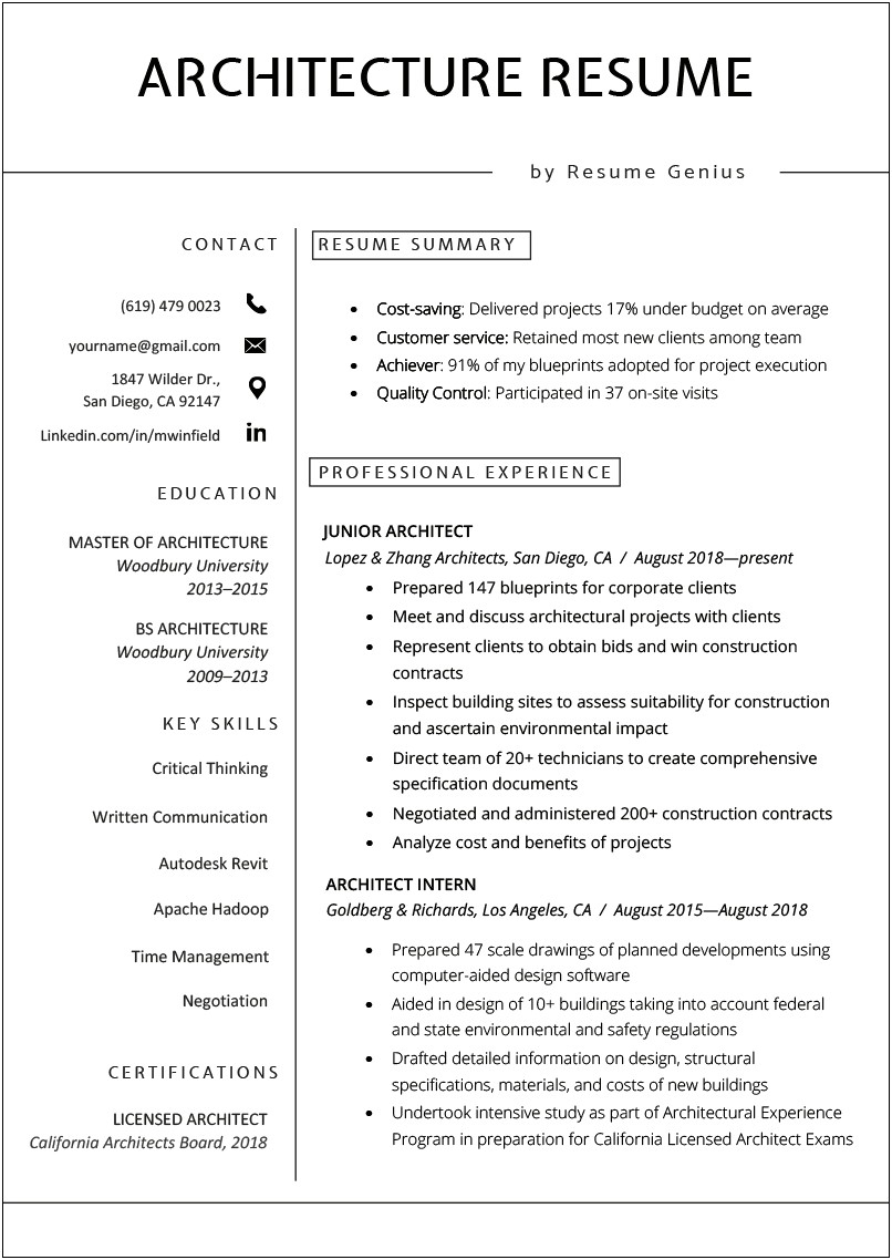 Architect Cv Template Psd Free Download