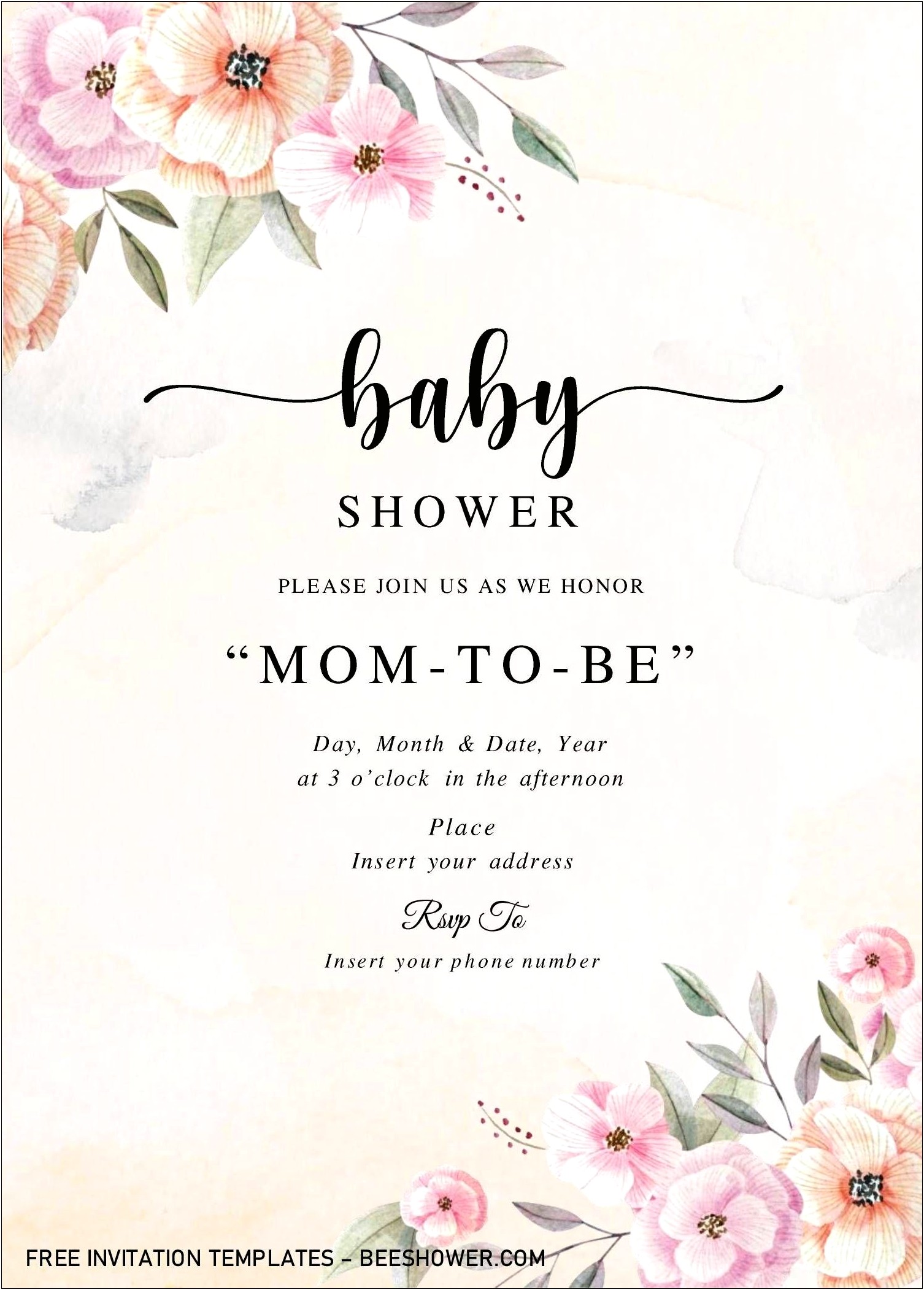Baby Shower Invitation Card Template Free