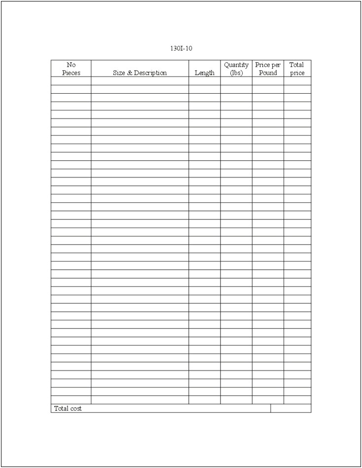 Bill Of Materials Template Free Download