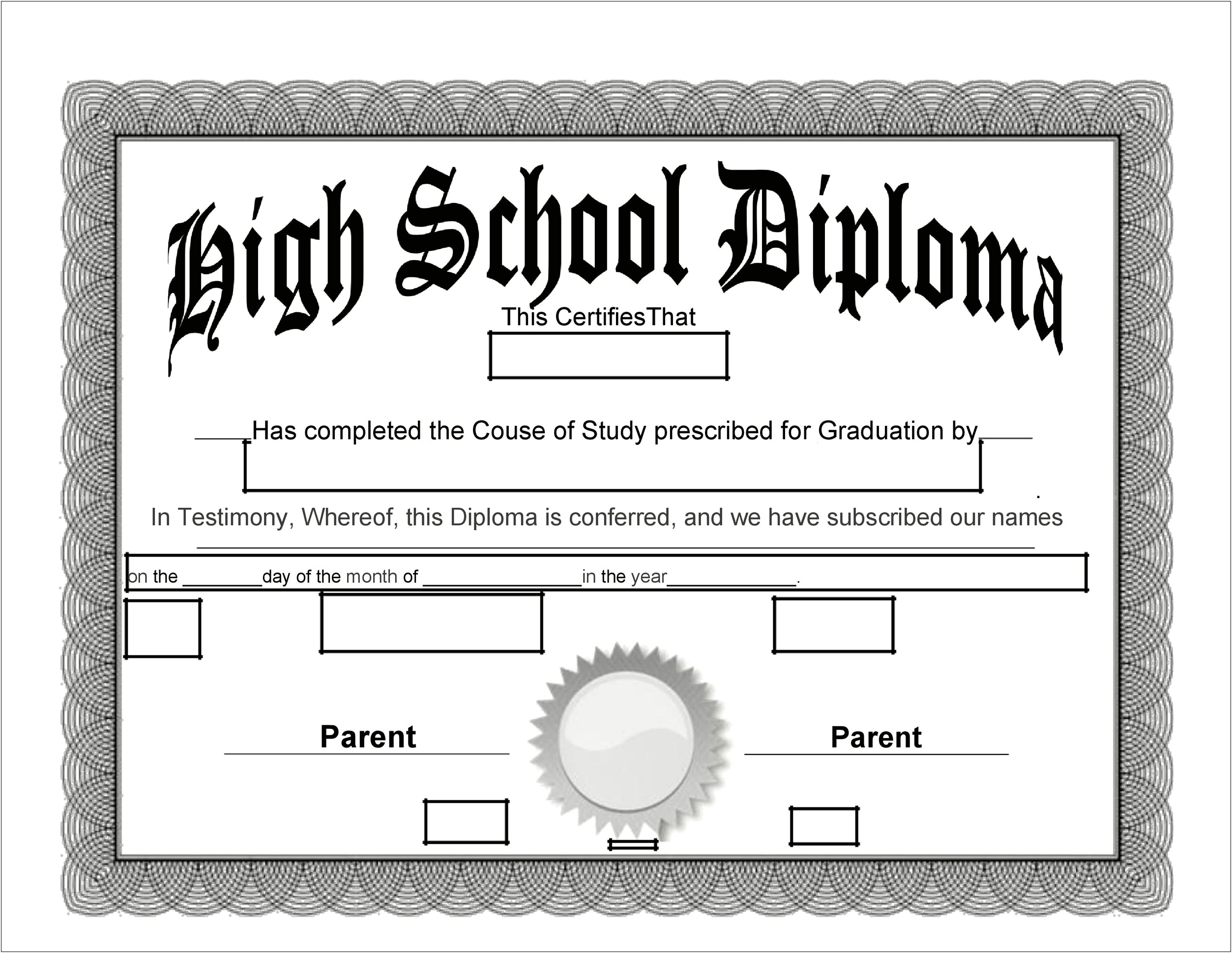 Black And White Diploma Templates Free