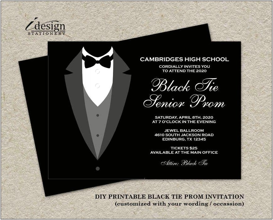 Black Tie Event Invitation Template Free