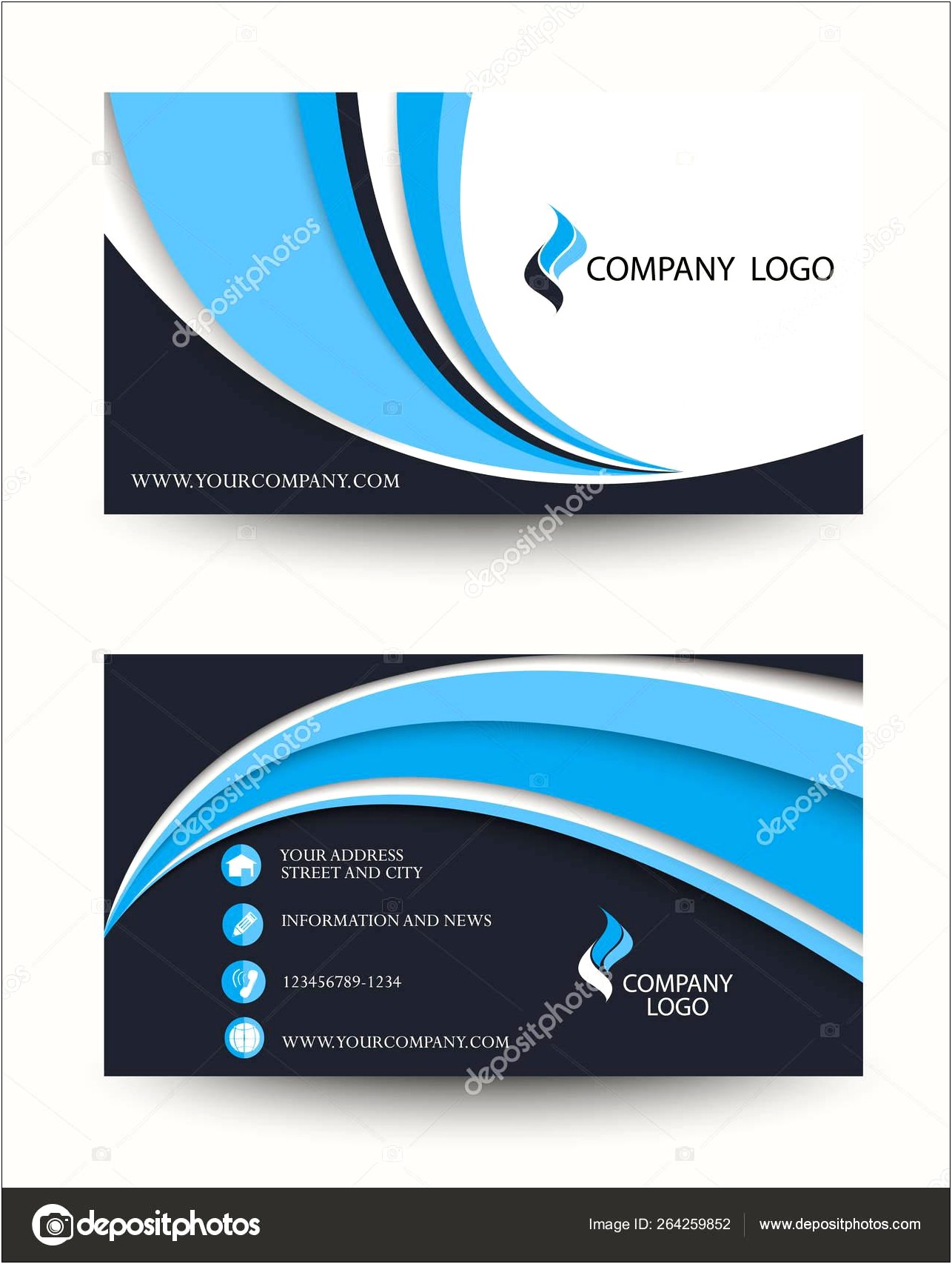 Blue Wave Business Card Template Free