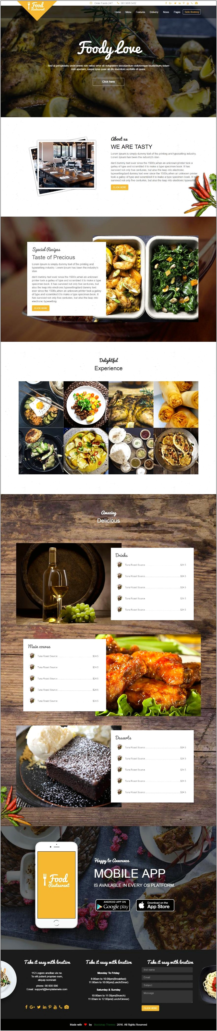 Bootstrap Chinese Buffet Restaurant Free Templates