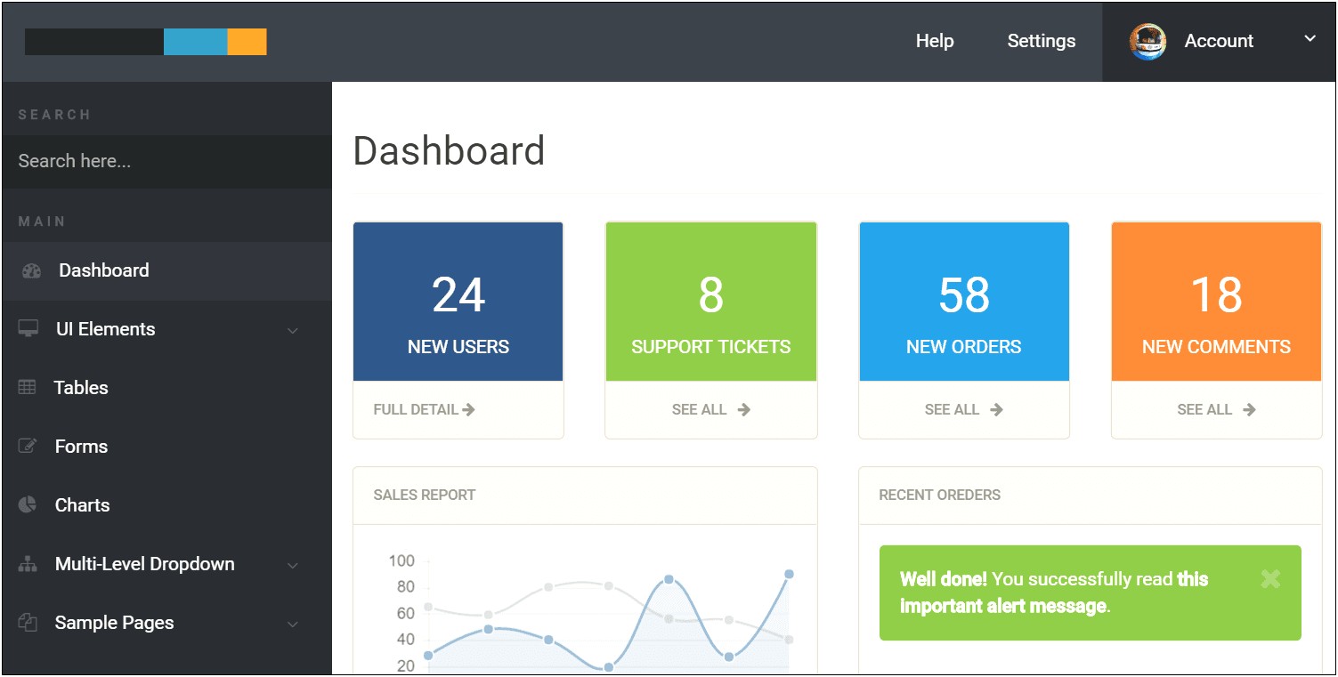 Bootstrap Metro Dashboard Template Free Download