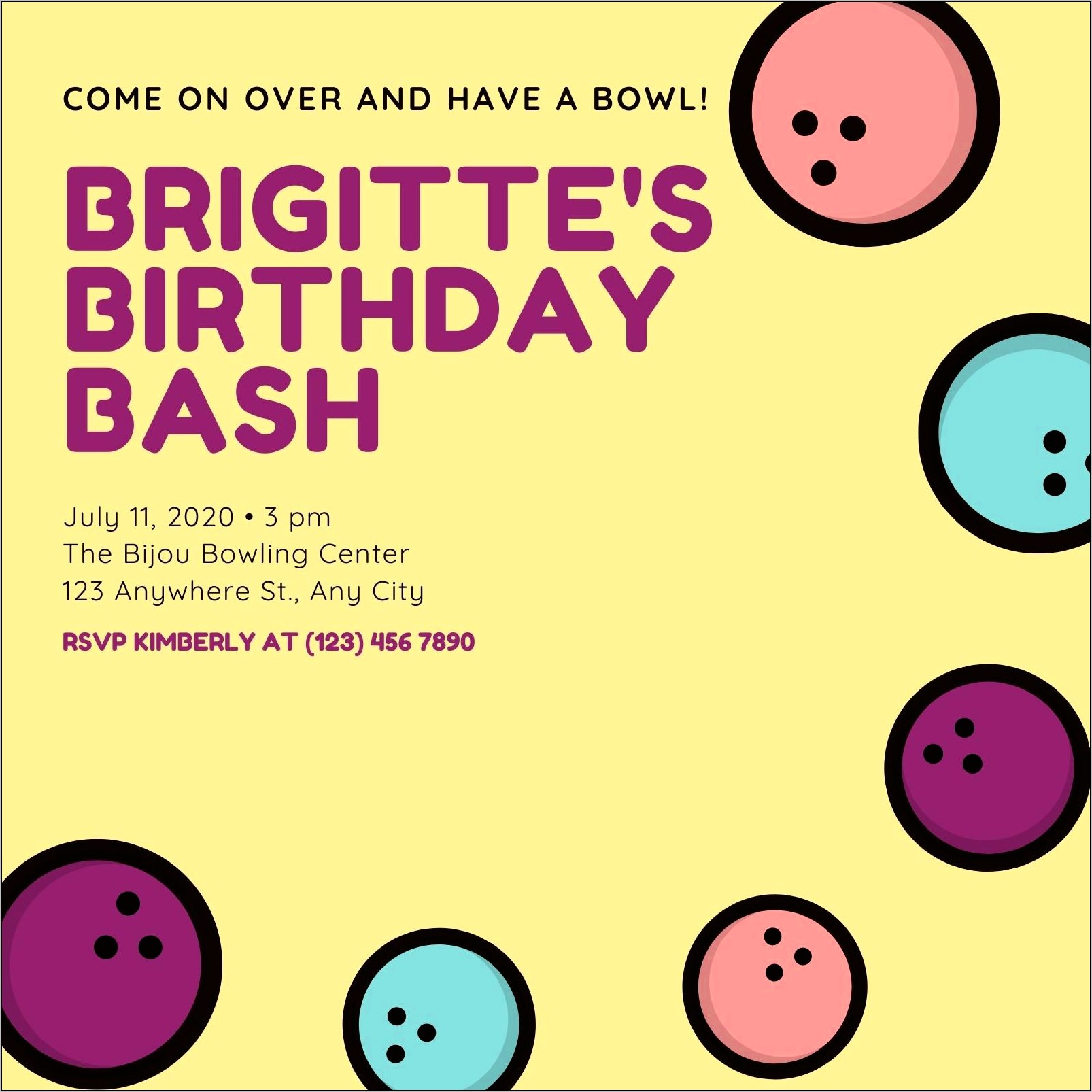 Bowling Birthday Party Invitations Free Templates