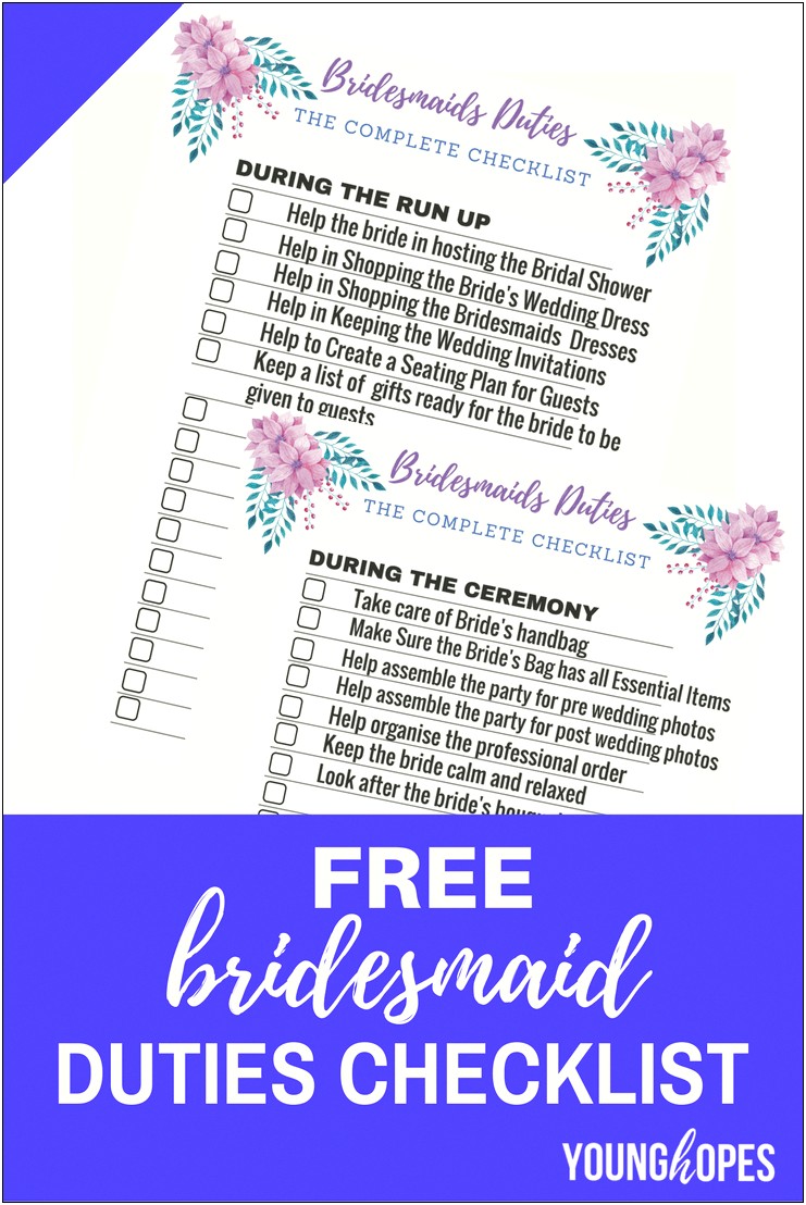 Bridesmaid Request With Duties Free Template