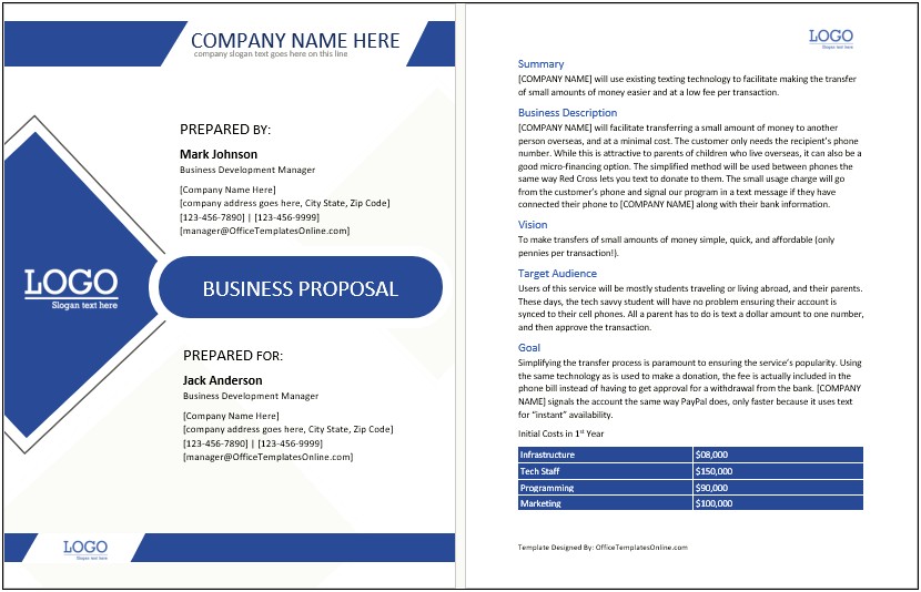 Business Proposal Template Word Free Download