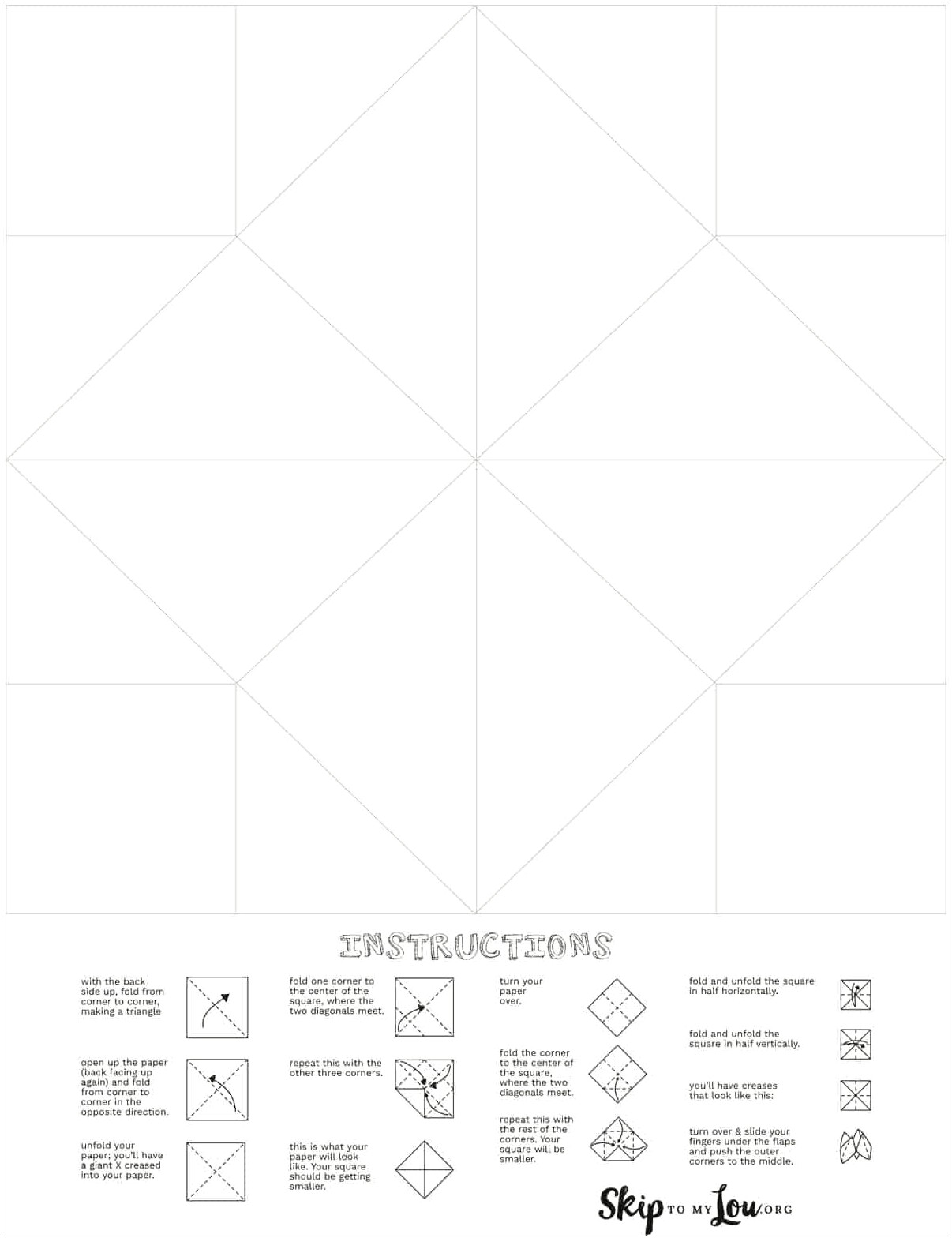 Cootie Catcher Menu Template Free Download