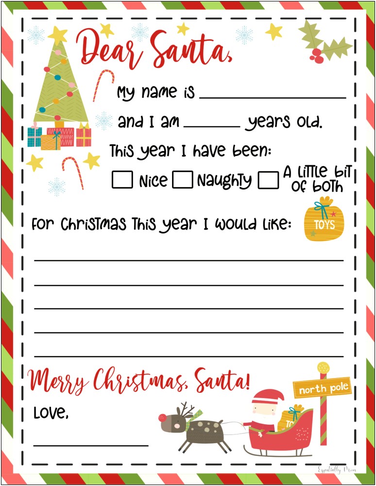 Dear Santa Letter Template Free Printable