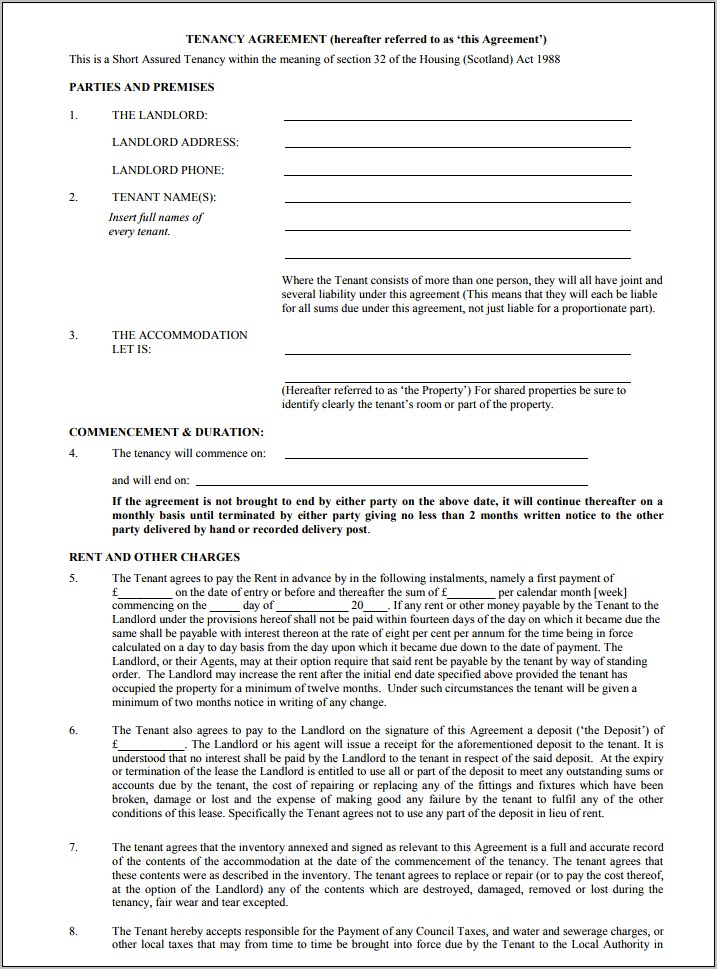 Free Assured Shorthold Tenancy Agreement Template Resume Example Gallery