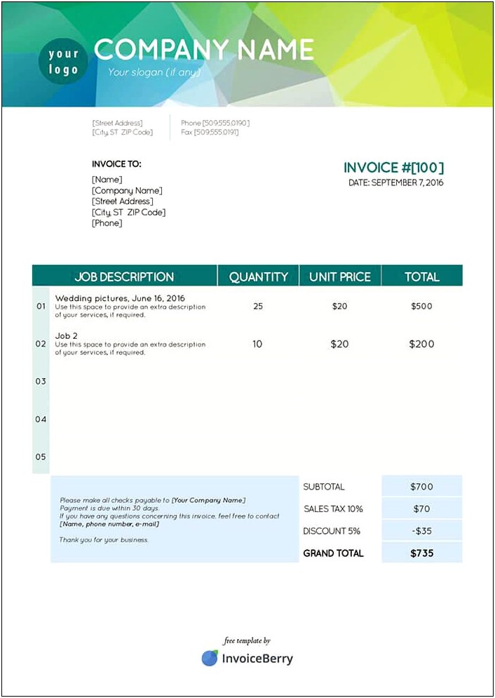 Free Auto Repair Invoice Template Pdf