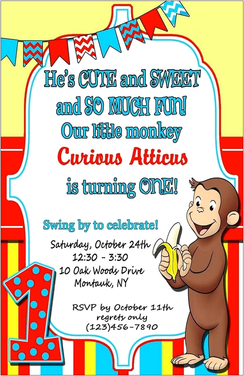 Free Curious George Birthday Invitation Template
