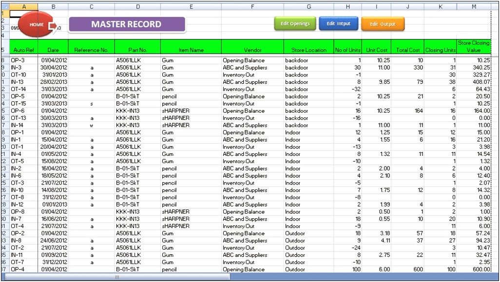 Free Excel Stock Control Template Download