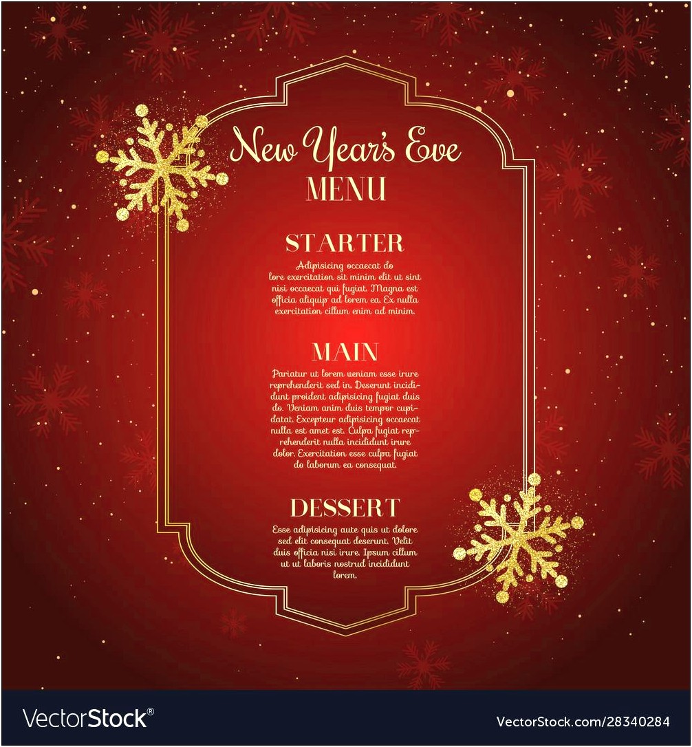 Free New Years Eve Menu Template