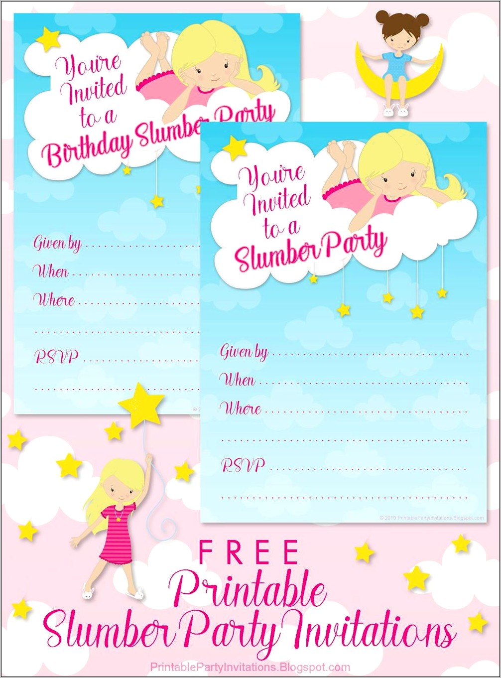Free Printable Birthday Sleepover Invitation Templates
