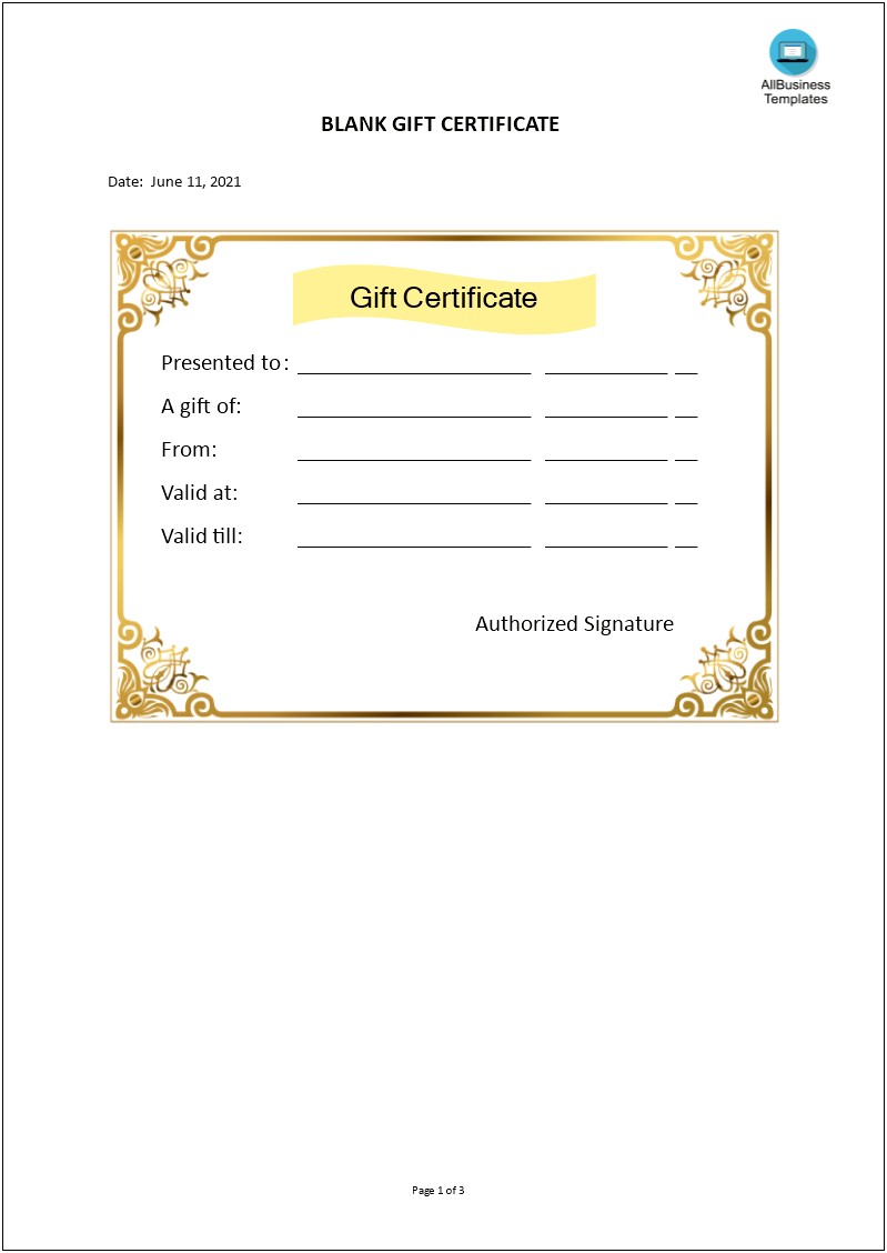 Free Printable Golf Gift Certificate Template Resume Example Gallery