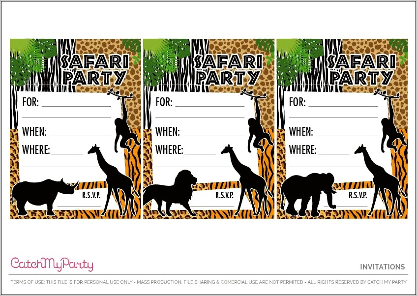 Free Printable Safari Birthday Invitation Templates
