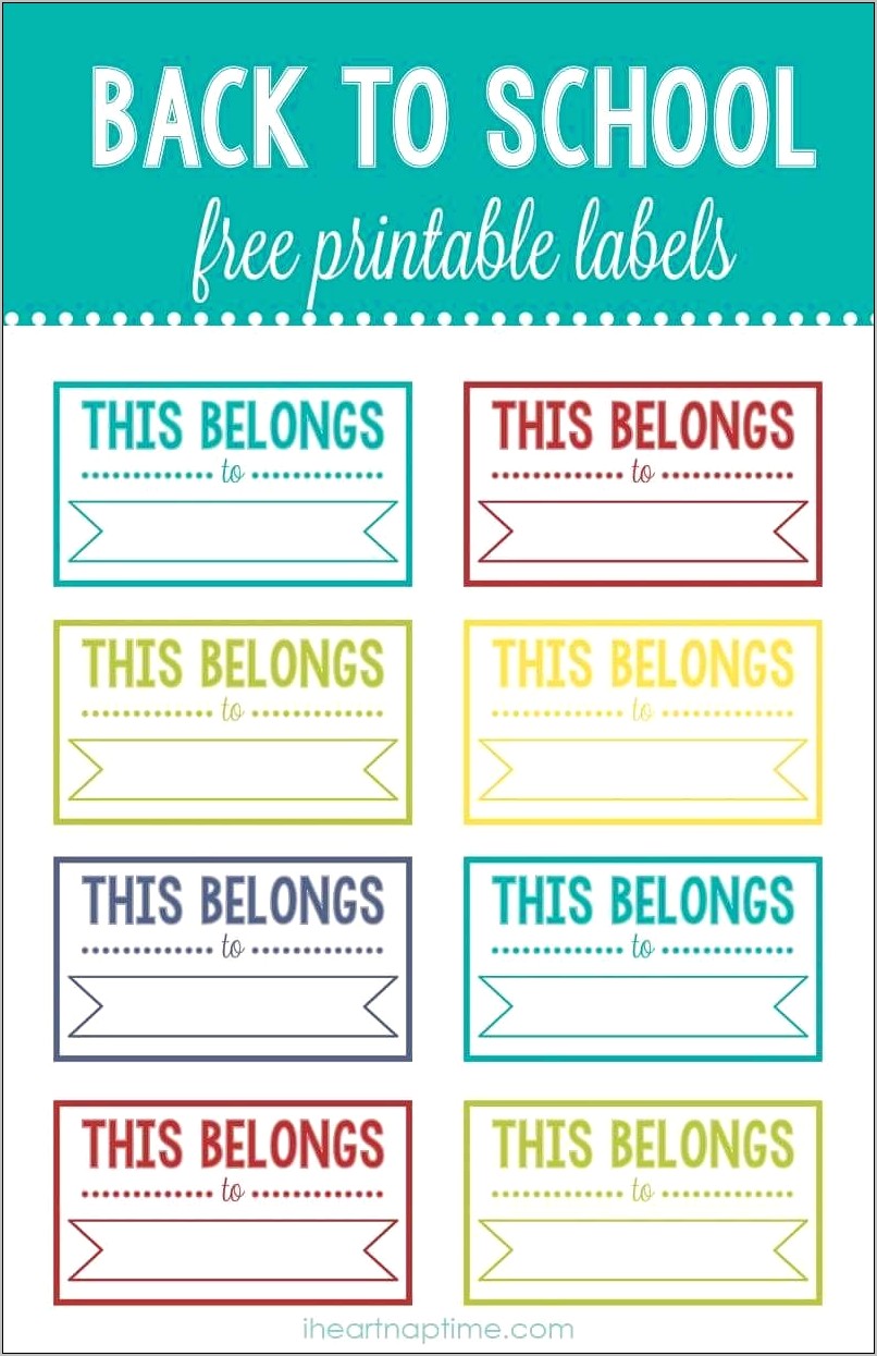 Free School Book Name Labels Template