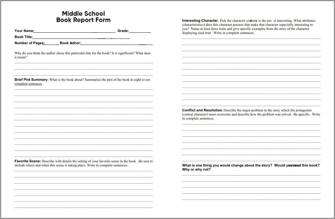 Free Grade 5 Book Report Template Resume Example Gallery