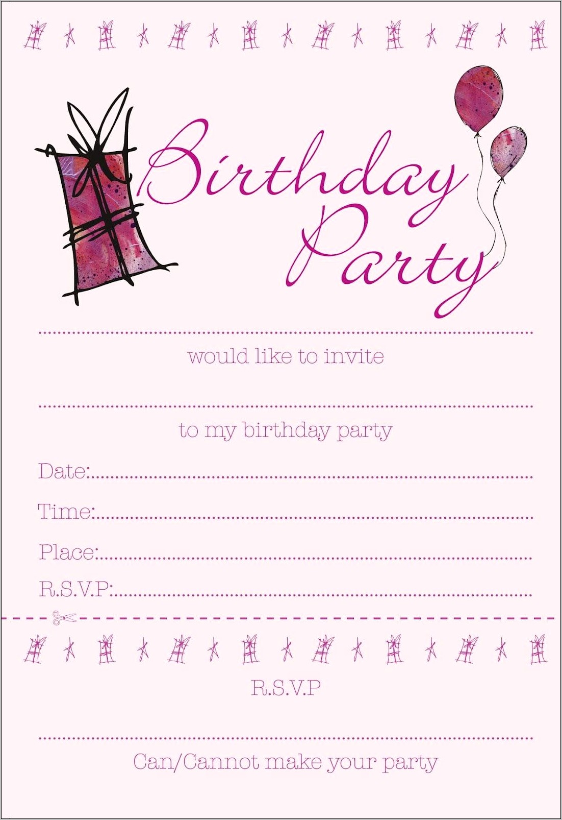Free Teenage Girl Birthday Invitation Templates
