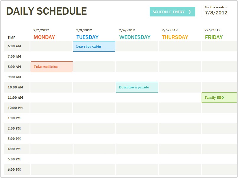 Free Weekly Schedule Templates For Excel