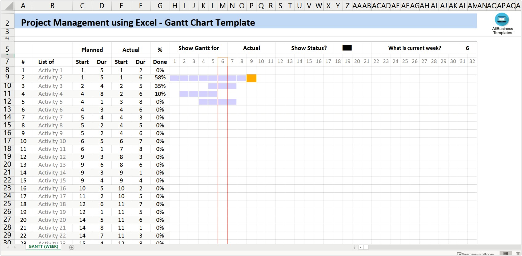 gantt chart excel free template