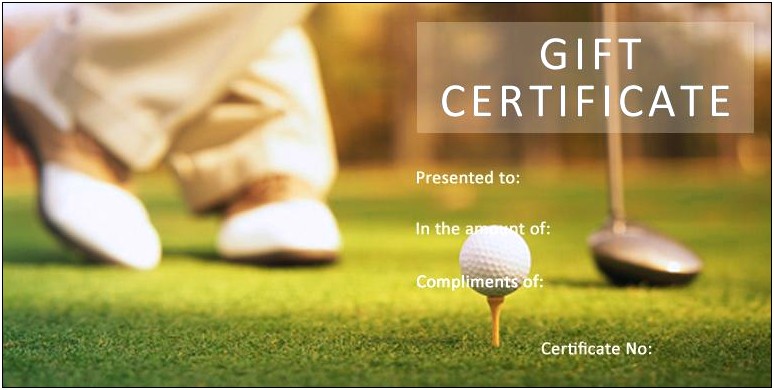 Golf Lesson Gift Certificate Template Free