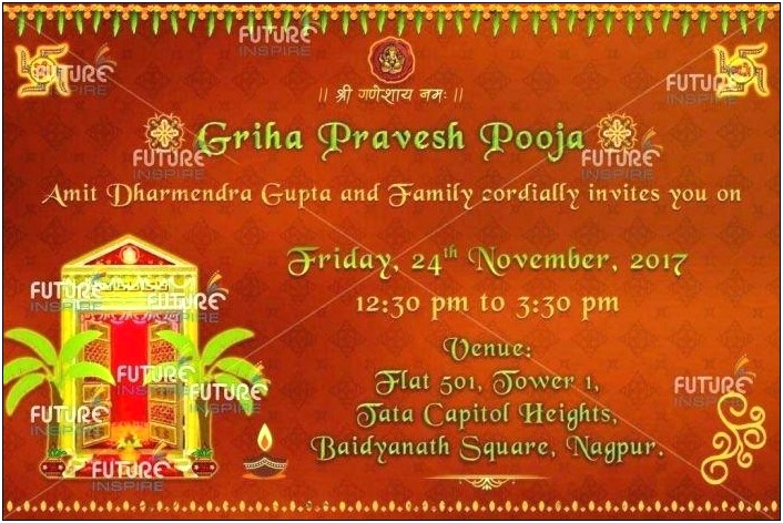 Griha Pravesh Invitation Template Free Download