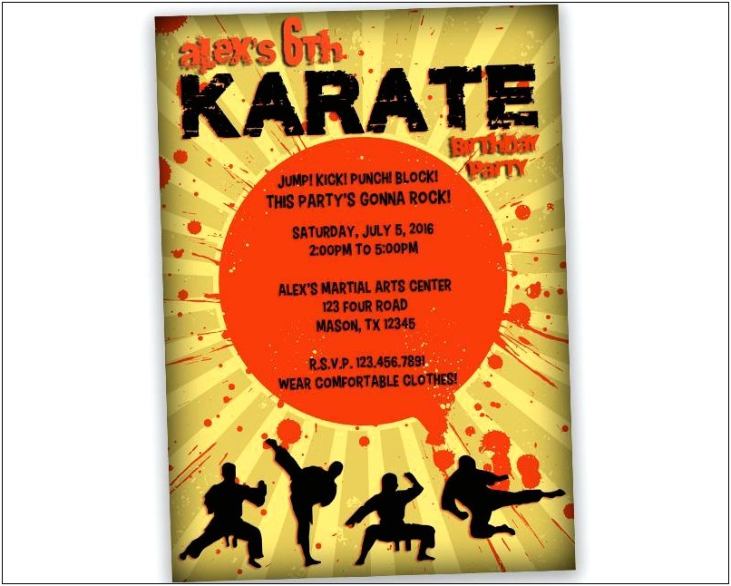 Karate Birthday Party Invitation Template Free