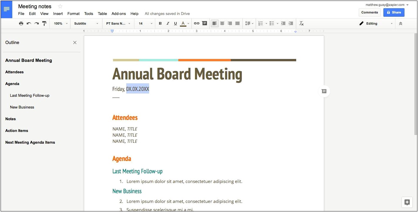 Meeting Minutes Template Google Docs Free