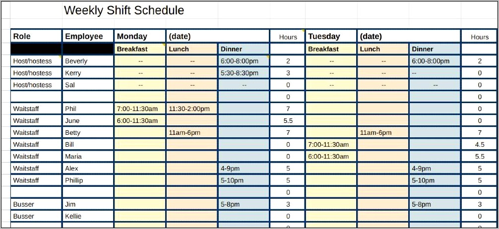 Monthly Work Schedule Template Excel Free
