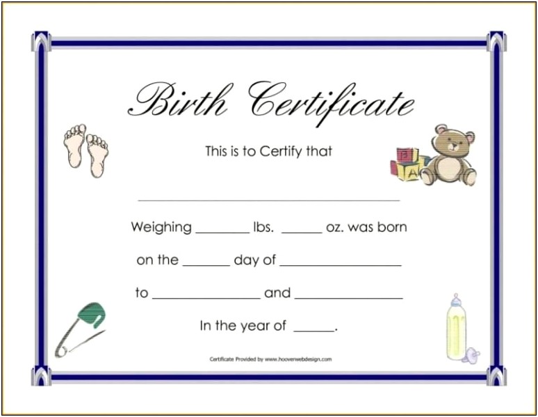 Reborn Doll Birth Certificate Template Free